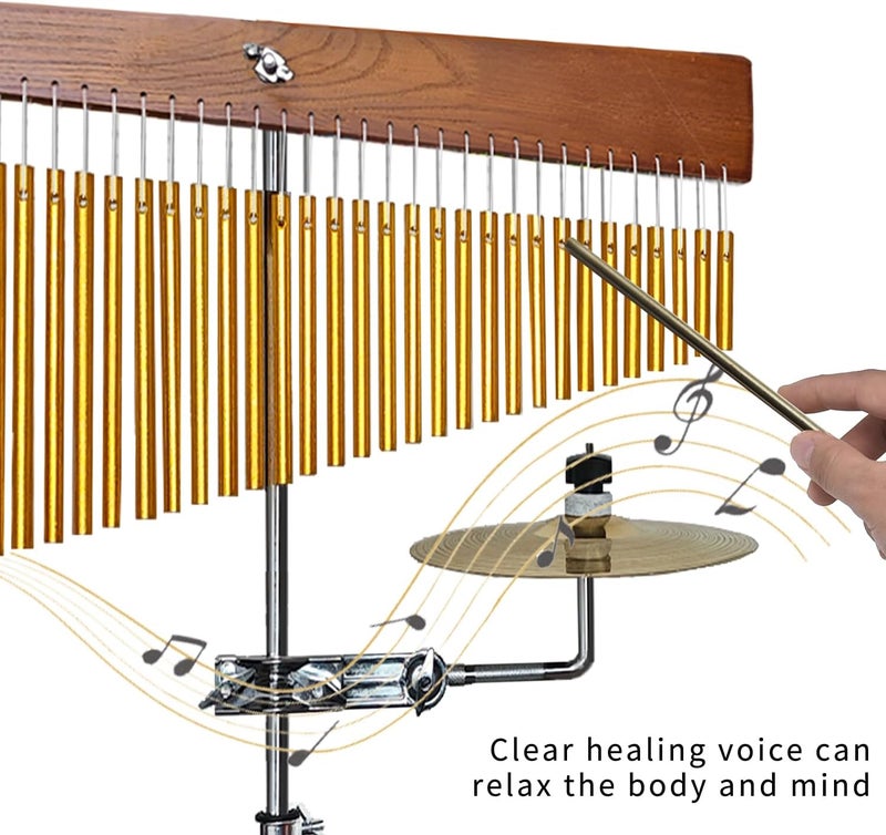ENNBOM Adjustable Height Wind Chime Single-row Percussion Chime wtih Collapsible Tripod Stand Bar Chime for Class Yoga (36 Note Chime with Cymbals) - Image 4